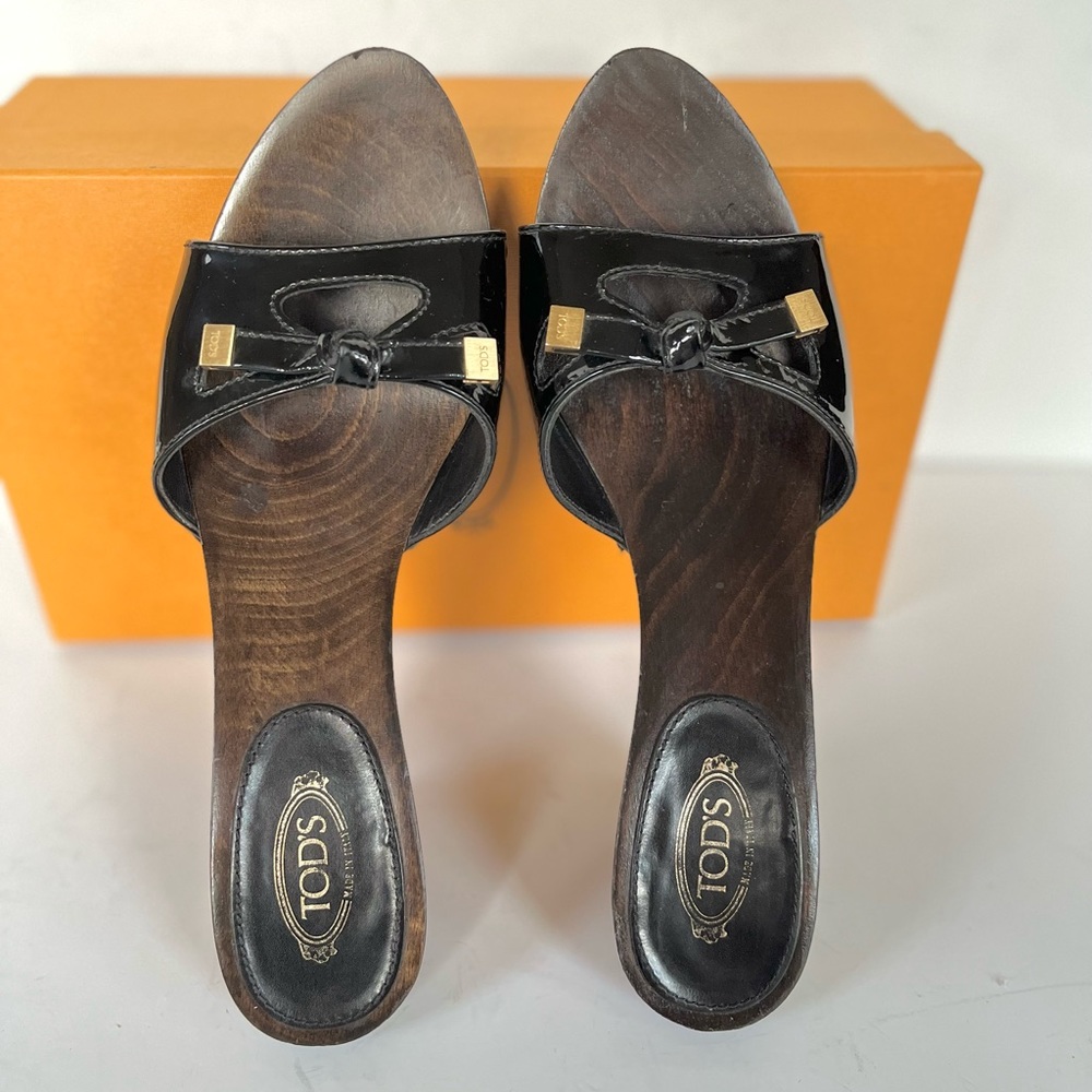 Tod’s black patent leather platform slide sandals 38 - Picture 4 of 12
